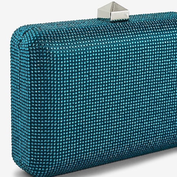 NWT Express Rhinestone Stud Clasp Clutch in Emerald - Picture 3 of 10